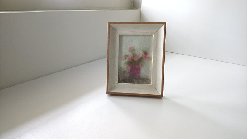 千日紅の羊毛フェルトの花シリーズ 癒しの額縁家具 - 置物 - ウール ピンク