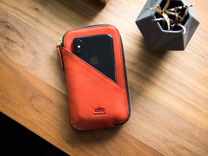 Alto 皮革手機收納包 - 磚紅【可加購客製文字雷雕】皮革保護套 - 手拿包 - 真皮 紅色