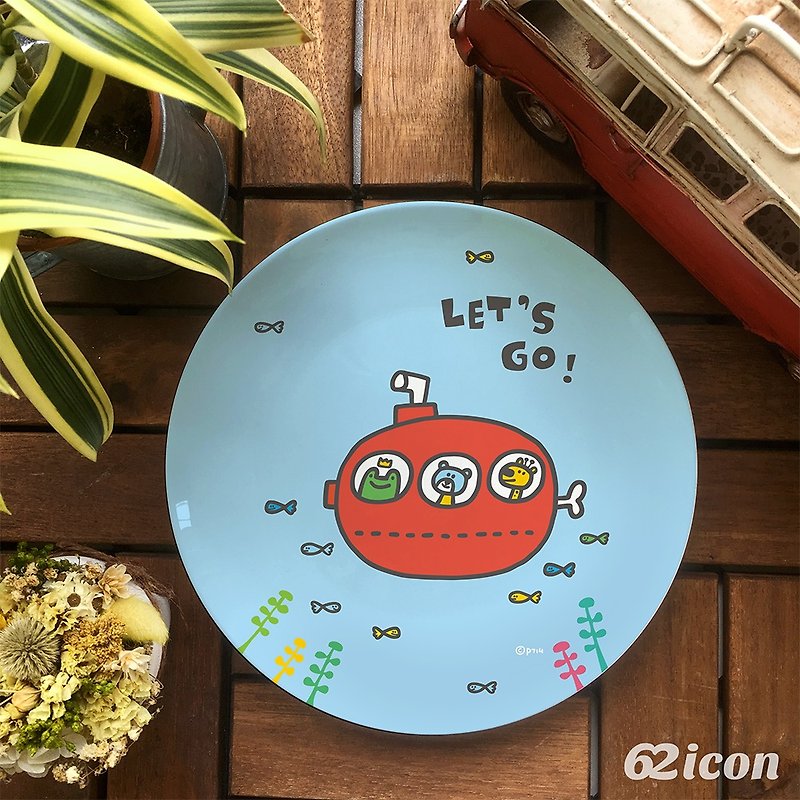 P714-Let's go-8 bone china plate - Small Plates & Saucers - Porcelain Multicolor