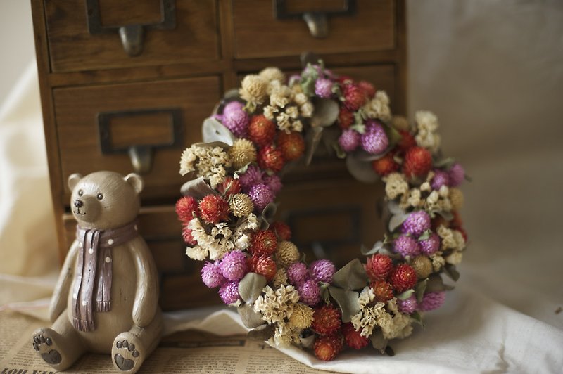 Fleurir Blossoming Time A little sweet fruit wreath/hand-made dry flower gift/wedding small things - ตกแต่งต้นไม้ - พืช/ดอกไม้ สีแดง