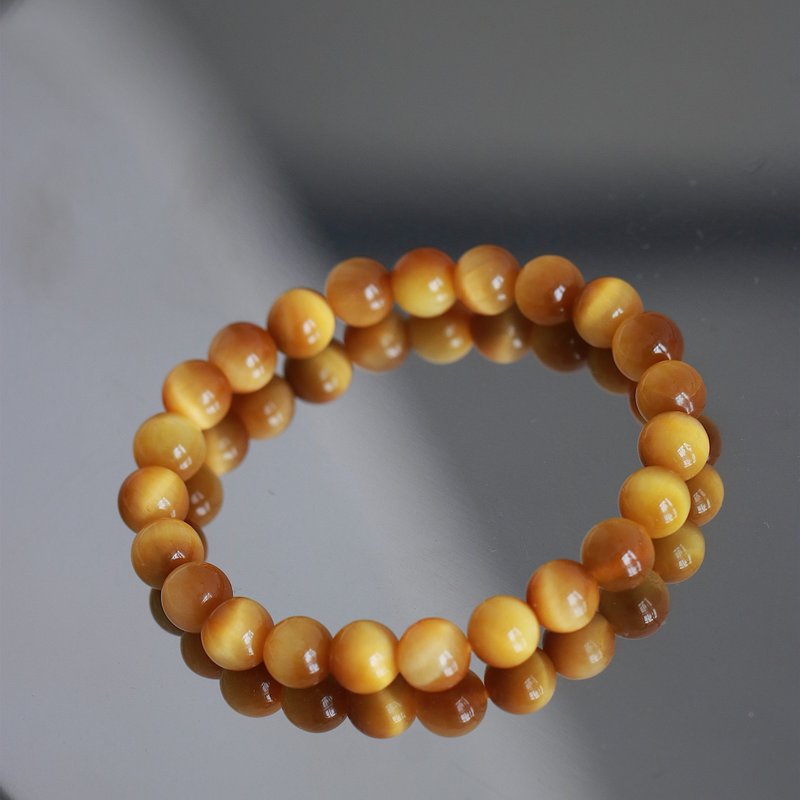 South Africa Natural Gold Tiger Eye Bracelet 8-10mm - สร้อยข้อมือ - คริสตัล สีส้ม