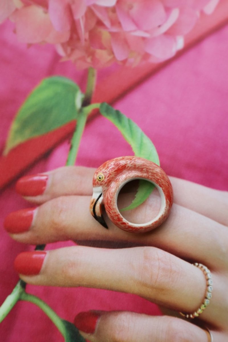 And Mary Flamingo Ring - General Rings - Porcelain 