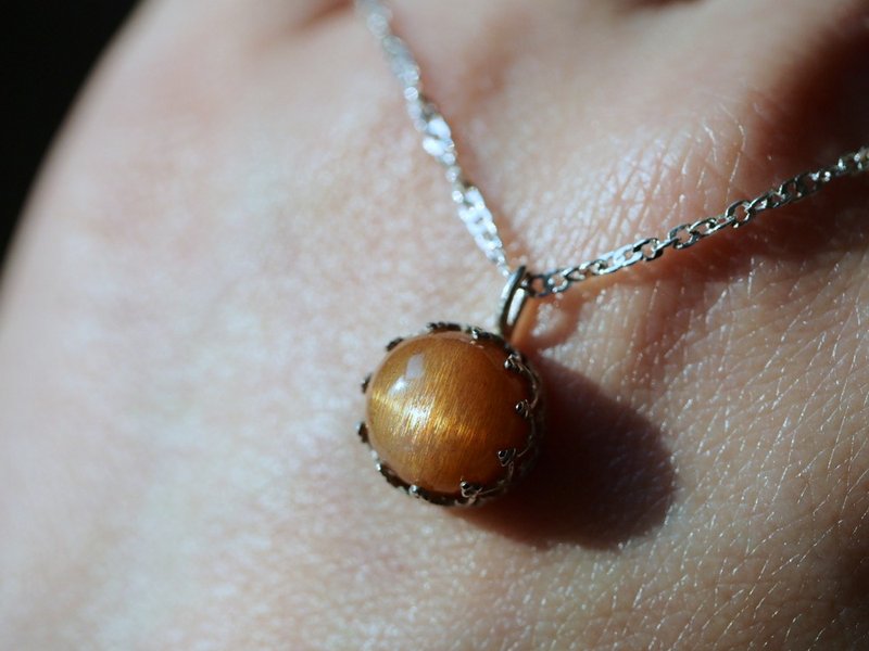 太陽石手工純銀包鑲項鍊 Sunstone - 項鍊 - 半寶石 金色