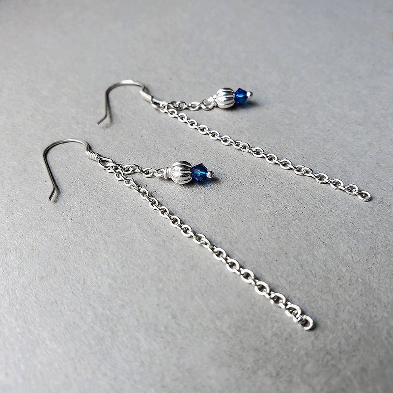 Raindrops/ Silver Earrings/Ear Hook/Swarovski Crystal - Earrings & Clip-ons - Silver Silver