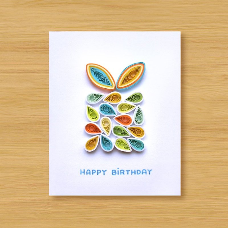 Handmade Roll Paper Card _ Bunny Birthday Gift Box C ... Birthday Card, Thank You Card, Thank You Card - การ์ด/โปสการ์ด - กระดาษ สีน้ำเงิน