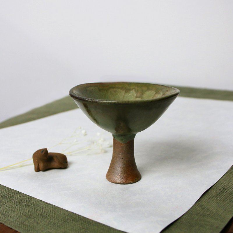 高腳釉杯 馬上杯 新彩燒 柴燒陶藝 手作作品 茶盤 | 陳威恩作品 - 其他杯子 - 陶 綠色