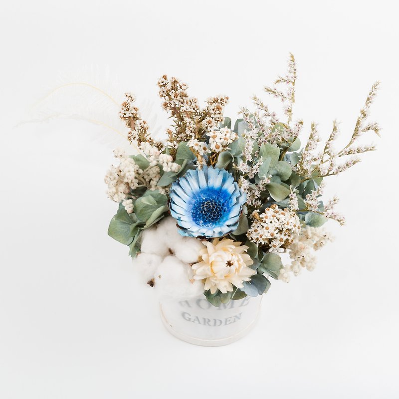 Kinki rustic hand-made dried flower series: modern Scandinavian style ocean wind dried flower pot limit table flowers - ตกแต่งต้นไม้ - พืช/ดอกไม้ สีน้ำเงิน
