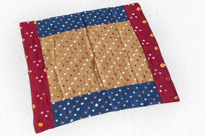 India pure cotton square scarf handmade square scarf patchwork square scarf tie-dye square scarf grass and wood dyed handmade square scarf-dot - Scarves - Cotton & Hemp Multicolor
