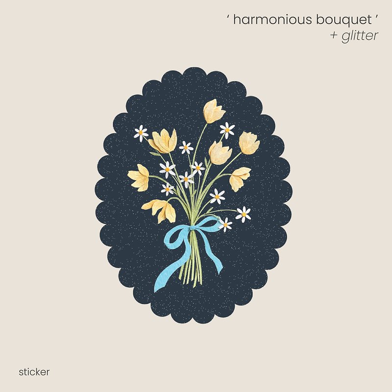 harmonious bouquet - sticker - シール - その他の素材 ブラック