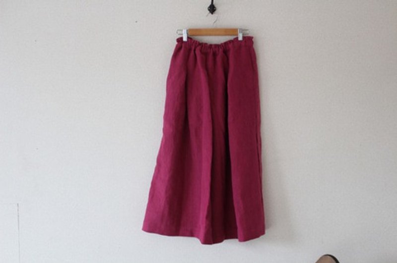 Thick Belgian Linen pleated skirt in cherry - Skirts - Cotton & Hemp 