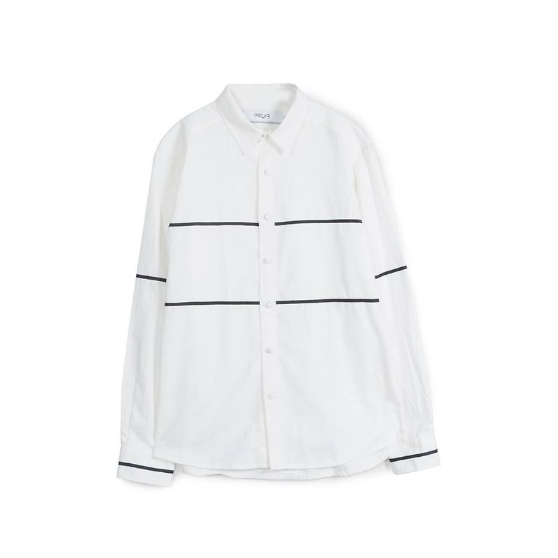 oqLiq - Thread - 平等襯衫 (白) - 男裝 恤衫 - 棉．麻 白色