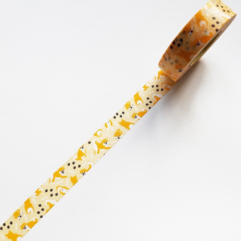NICHIBAN Petit Joie Masking Tape【Shiba (PJMT-15S015)】 - มาสกิ้งเทป - กระดาษ สีเหลือง
