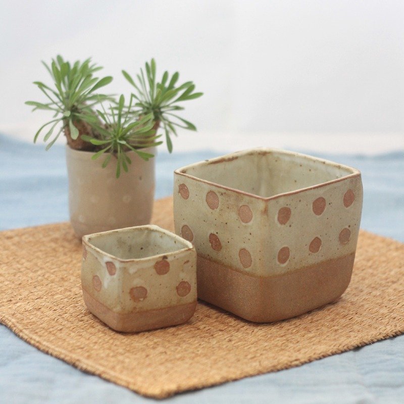 セラミックキューブカップ（セット） - 花瓶・植木鉢 - 紙 カーキ