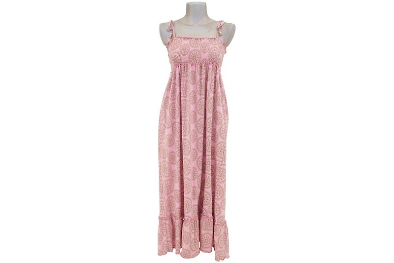 Flower Circle camisole ruffle dress <Pink> - ชุดเดรส - วัสดุอื่นๆ สึชมพู