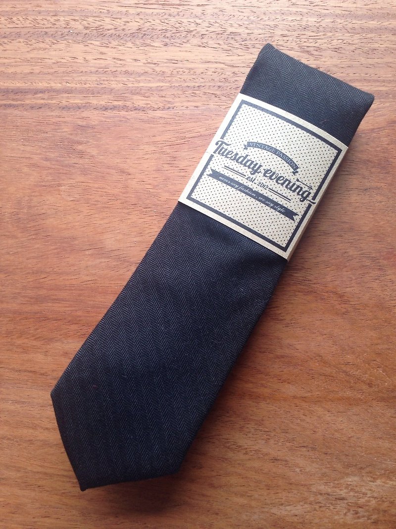 Neck Tie Noir - 領呔/呔夾 - 棉．麻 黑色