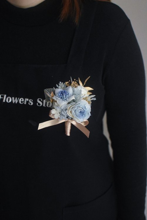 花，說 Flowers Story 乾燥花 /藍色系胸花/捧花 新娘 婚禮佈置 客製化 胸花 婚禮 婚攝 永生花