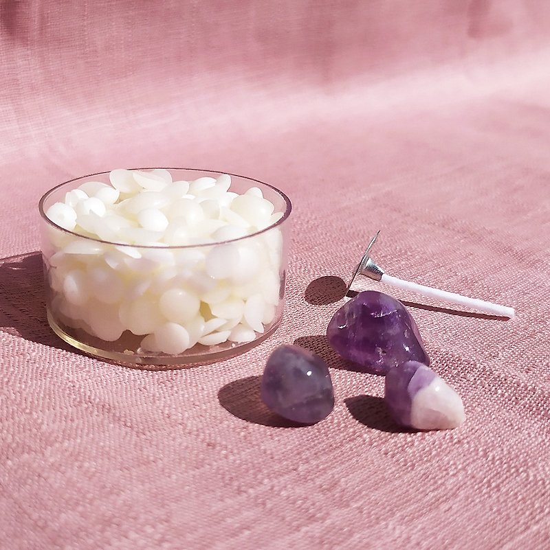 【手作材料包】紫水晶 - 天然大豆香氛圓形蠟燭 - 蠟燭/香氛/手工皂 - 蠟 紫色