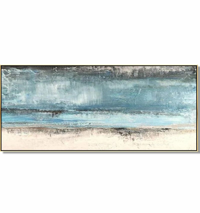 Extra Large Abstract Seaside Paintings On Canvas Modern Blue Landscape Painting - 壁貼/牆壁裝飾 - 壓克力 藍色