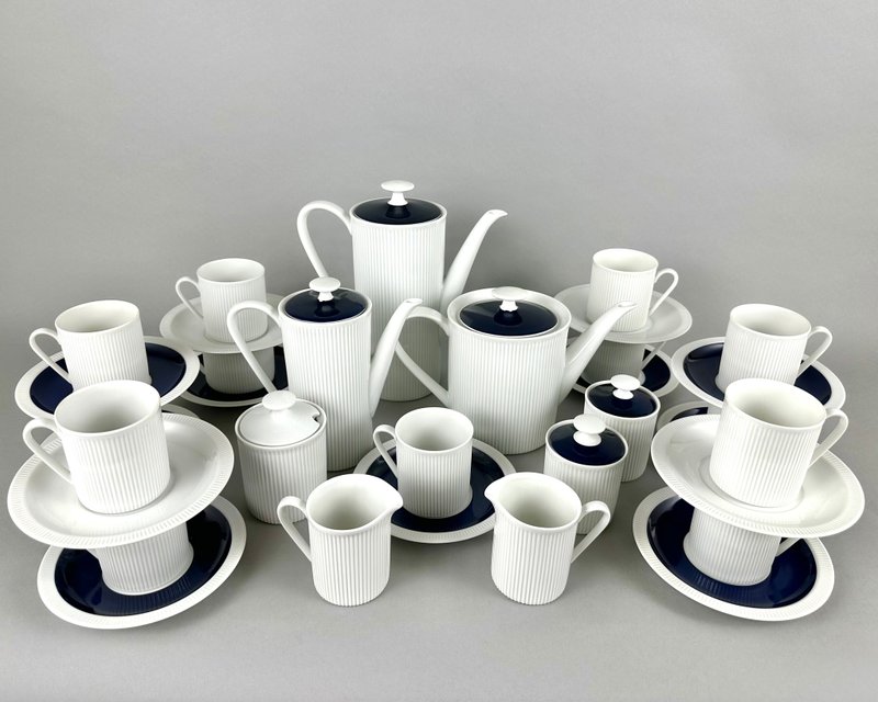 大號 Arzberg 餐具套裝德國 70 年代 |復古餐具套裝 - 茶壺/茶杯/茶具 - 瓷 藍色