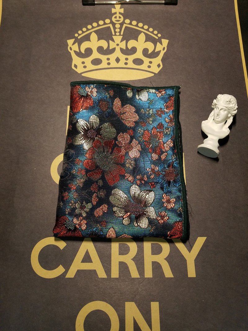 綠色系花卉口袋巾真絲西裝手帕絲巾 - 領帶/領帶夾 - 絲．絹 多色