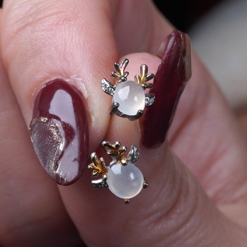 Ice Jade Egg-shaped Design Earrings 925 Sterling Silver | Natural Burmese A-Grade Jade | Gift - Earrings & Clip-ons - Jade Transparent