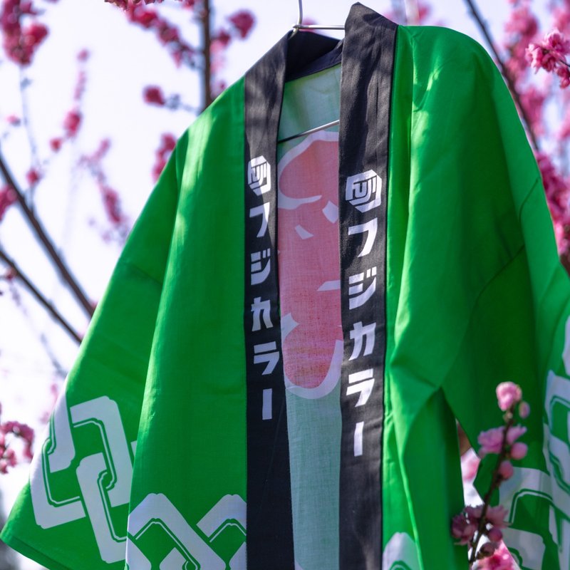 桑惠商號 昭和 日本製 富士FUJIFILM 經典甚平和服  富士和服 - 擺飾/家飾品 - 棉．麻 綠色