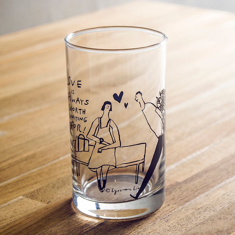 等的那個愛會來。插畫玻璃杯 - 直水杯 - 茶壺/茶杯/茶具 - 玻璃 透明
