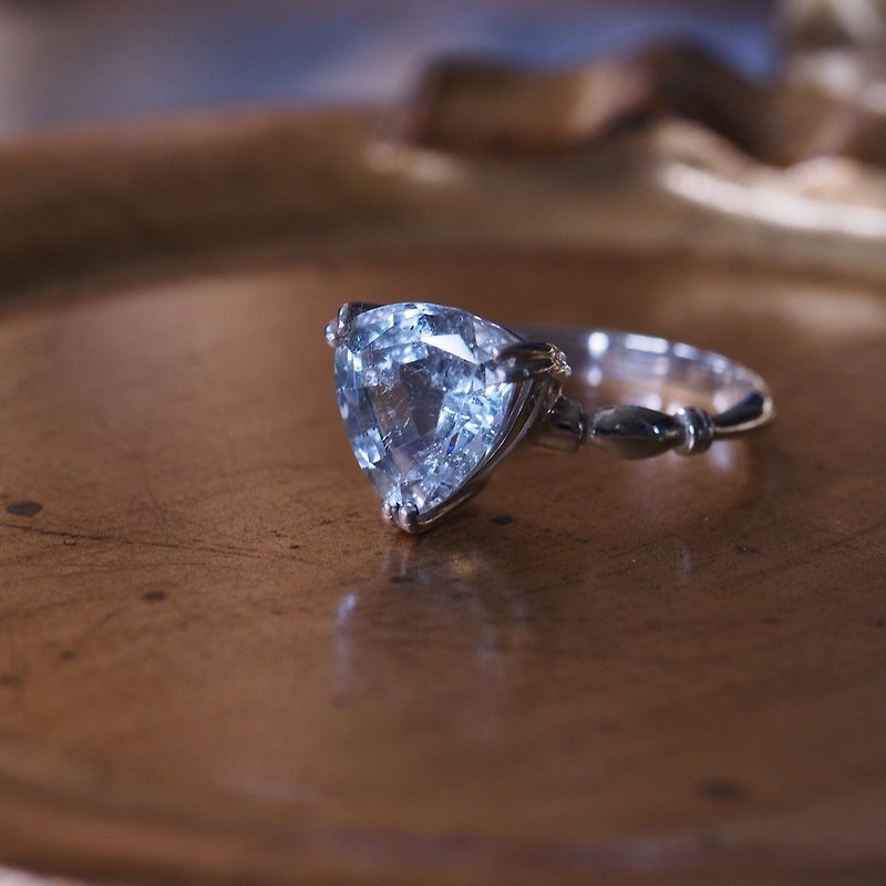 拓帕石 黃玉 手工純銀戒指 Topaz Sterling Silver ring - 戒指 - 半寶石 藍色