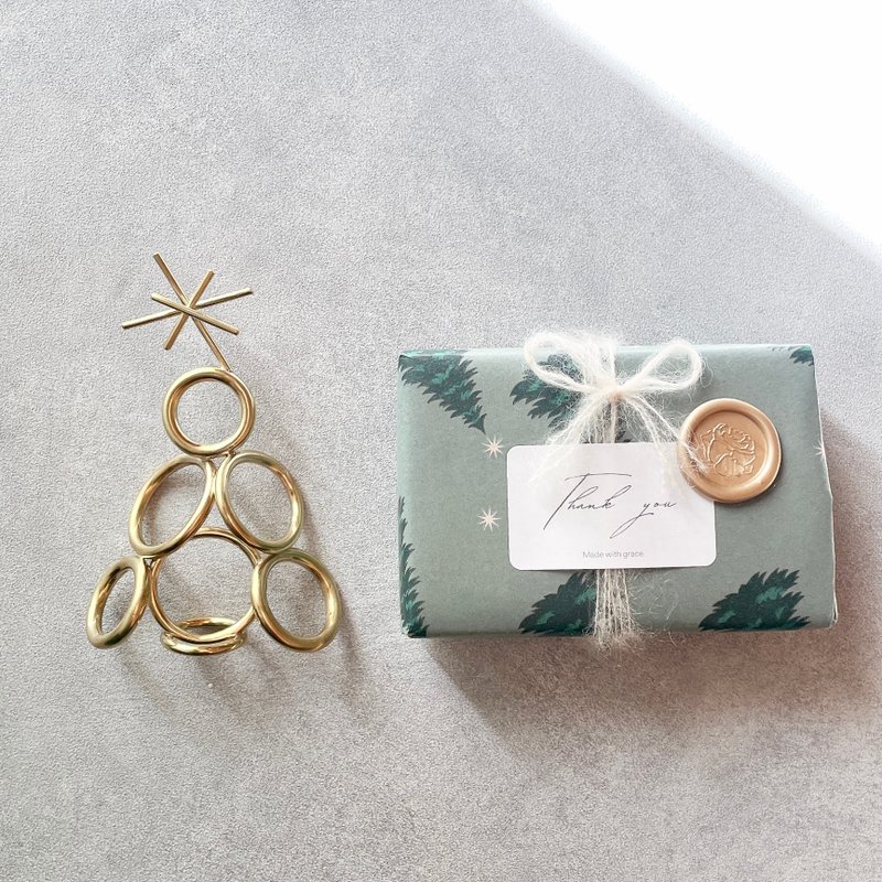 Ring 黃銅戒指造型 桌上型聖誕樹 - 擺飾/家飾品 - 銅/黃銅 金色