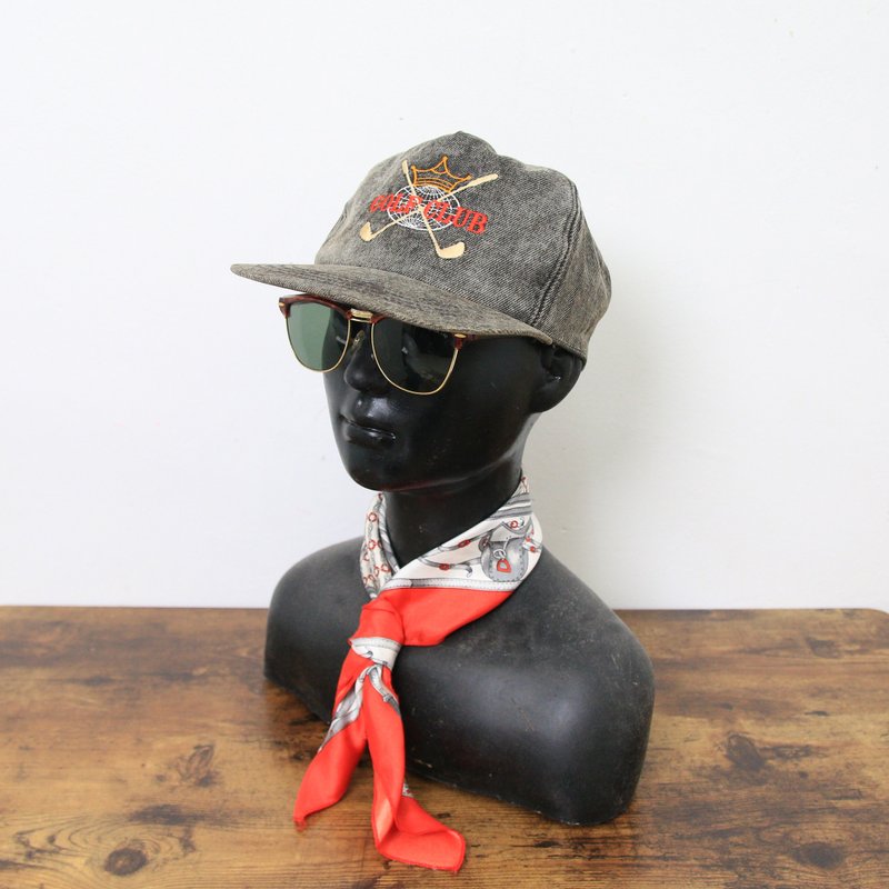 Back to Green:: 經典帽款 水洗黑 高爾夫球刺繡 vintage cap - 帽子 - 棉．麻 