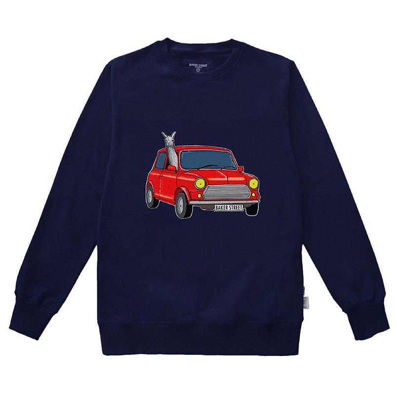 British Fashion Brand -Baker Street- Driving Alpaca Printed Sweatshirt - เสื้อฮู้ด - ผ้าฝ้าย/ผ้าลินิน สีดำ