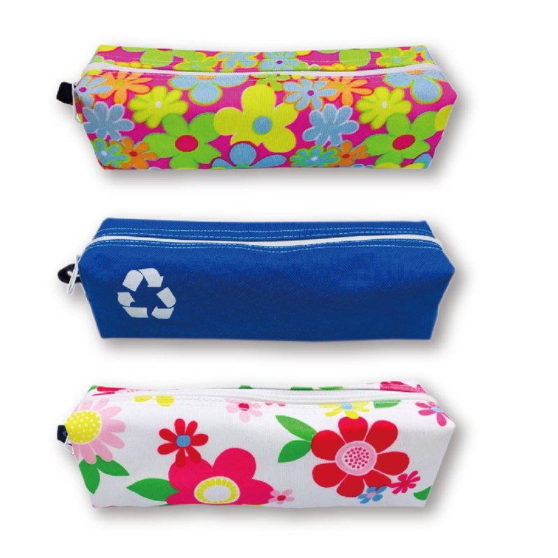 Square pencil bag [Bao Te bottle recycling environmental fiber fabric] - Pencil Cases - Polyester Multicolor