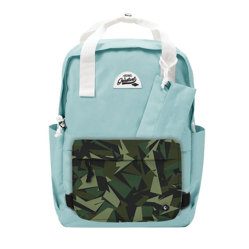 Grinstant Mix and Match Detachable 15.6" Backpack - Dream Series (Light Blue and Camouflage Green) - Backpacks - Polyester Blue