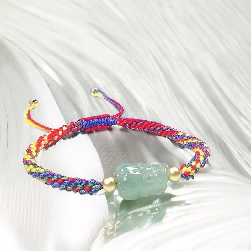 [Lucky Beast] Ice Jade Pixiu Braided Bracelet | Natural Burmese Jade Jade A | Gift - สร้อยข้อมือ - หยก สีใส