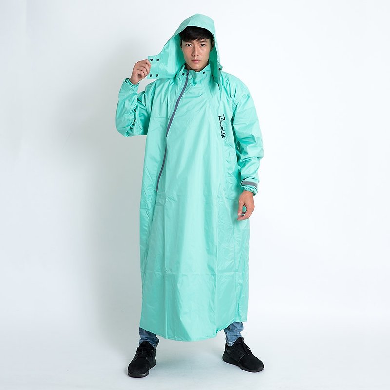 BrightDay-Double double zipper diagonally opened one-piece raincoat (D1)-green - Umbrellas & Rain Gear - Waterproof Material Green