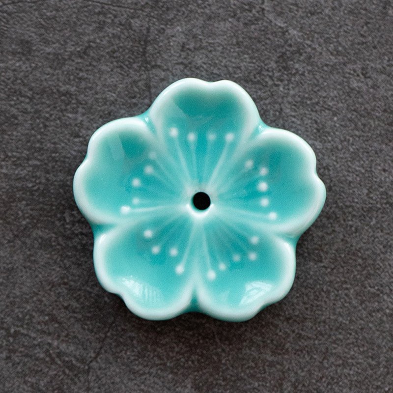 diseno Living Incense Ceramic Holder Sakura Shape - Teal - น้ำหอม - วัสดุอื่นๆ สีน้ำเงิน