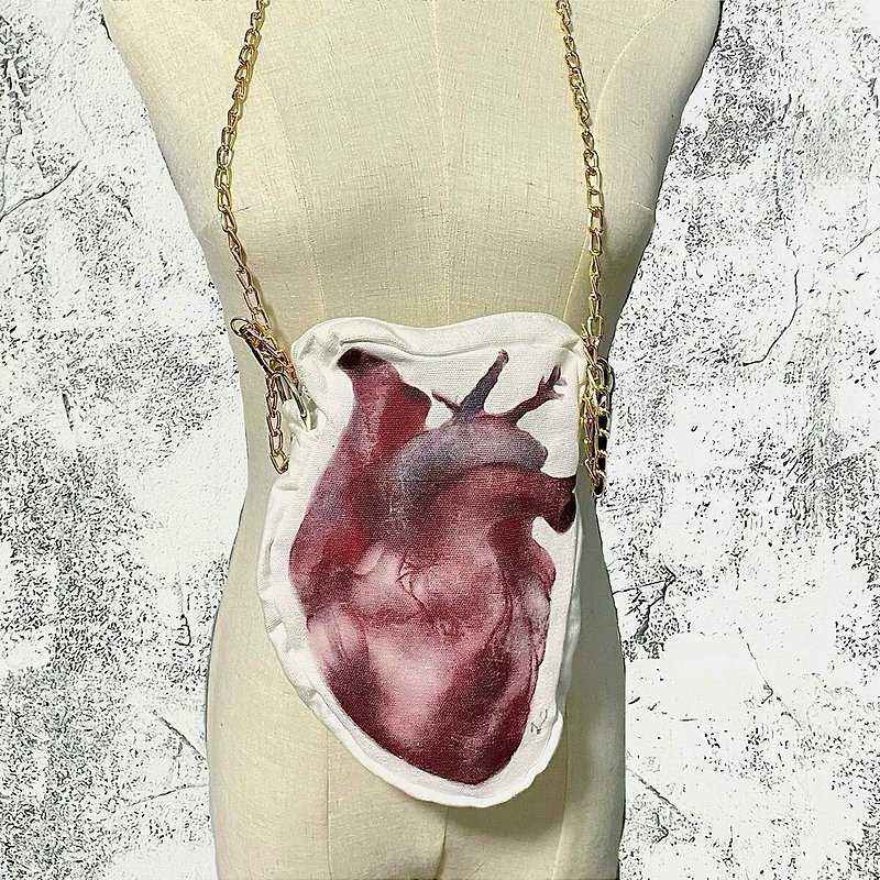 Punk Heart Bag Messenger Bag Gothic Original Medical Anatomical Organ - Messenger Bags & Sling Bags - Cotton & Hemp 