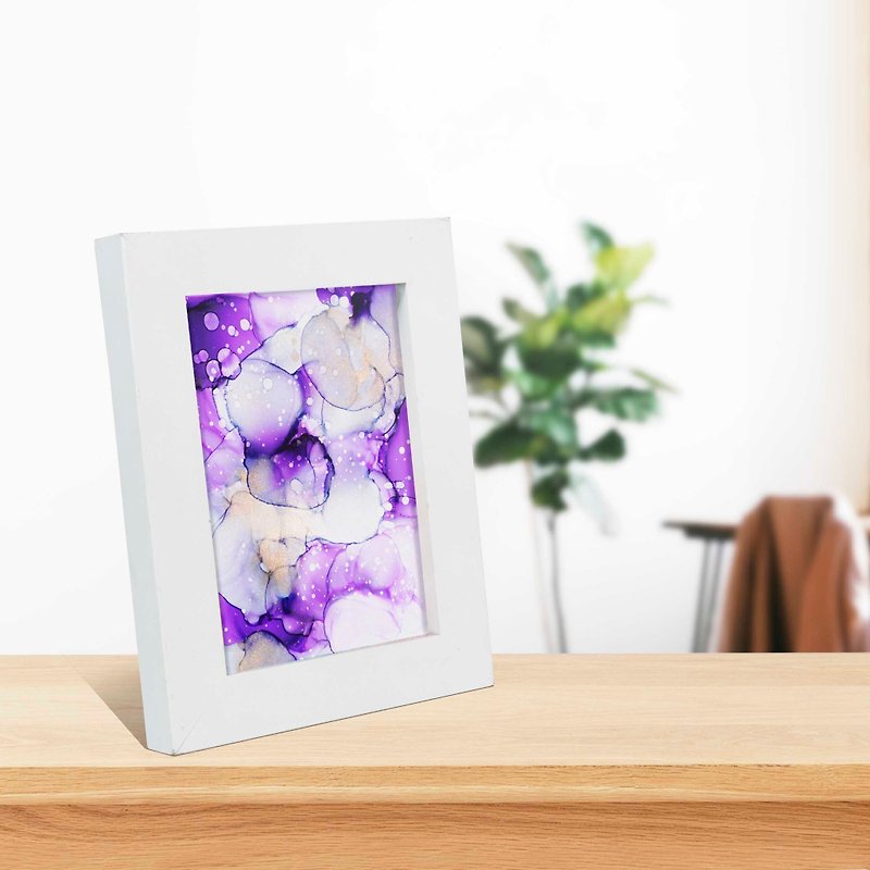 Alcohol ink experience package (with small picture frame included) DIY handmade mini size suitable for novices - วาดภาพ/ศิลปะการเขียน - วัสดุอื่นๆ หลากหลายสี