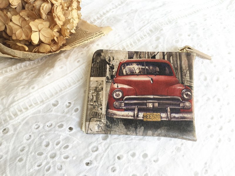 Christmas gift exchange -car small purse - กระเป๋าสตางค์ - หนังแท้ 