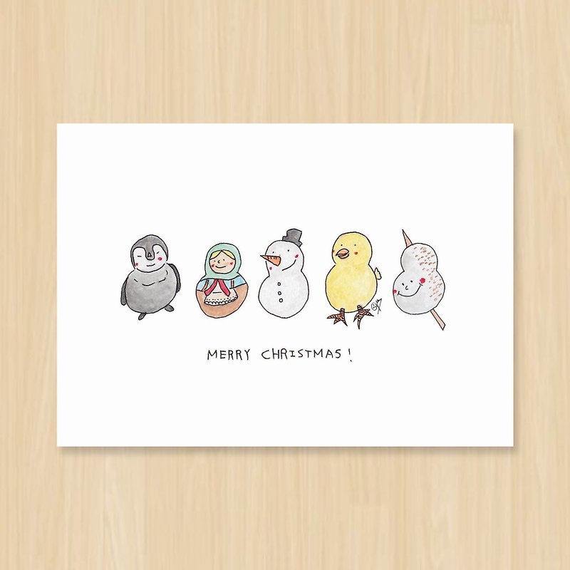 【 聖誕快樂雪人 】/ 聖誕節 / 句點明信片 - 卡片/明信片 - 紙 白色