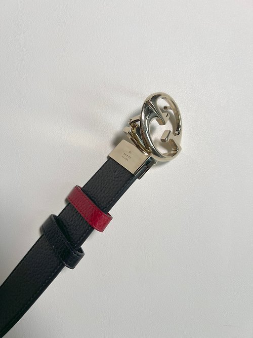 RARE TO GO VINTAGE 日本中古選品店 GUCCI reversible belt 雙面黑紅色皮帶 日本中古vintage