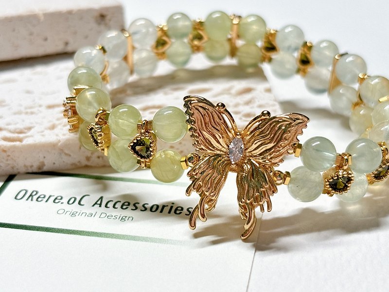 【ORere.oC】Orere original decoration laboratory l Stone. Butterfly accessoriesl double row bracelet - สร้อยข้อมือ - คริสตัล สีเขียว