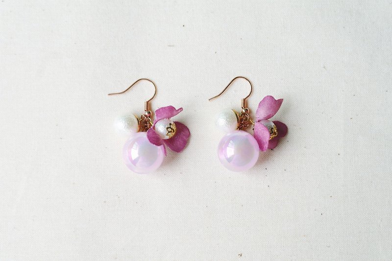 Cute Orchid Purple Color Beads Earrings, Gift for Her ER1606181 - ต่างหู - โลหะ สีม่วง