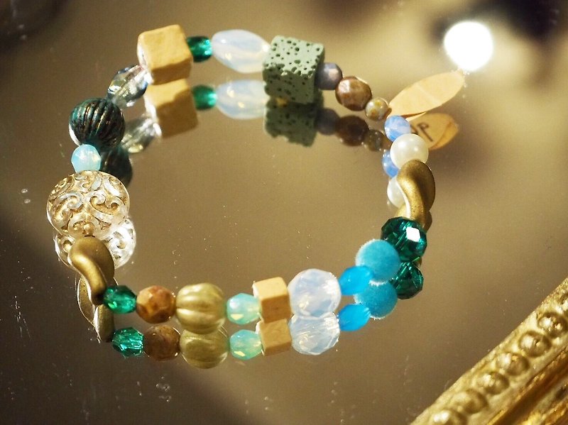 Department of blue-green glass mosaic bracelet - Bracelets - Gemstone Green