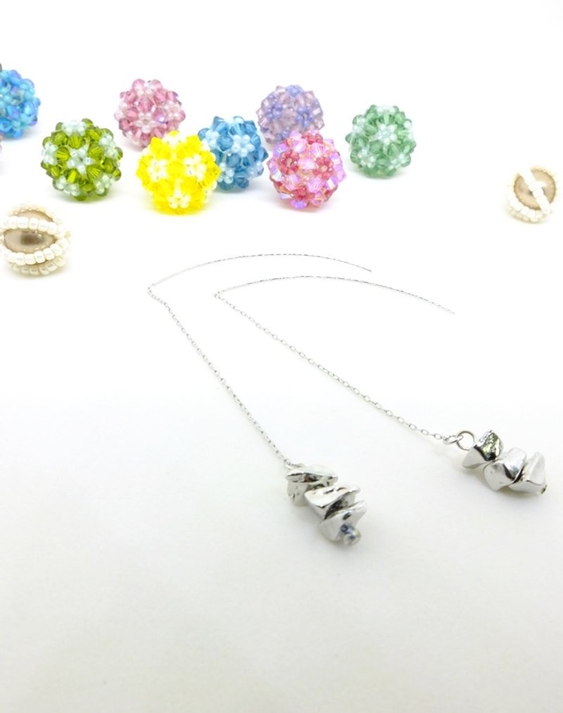 銀色長長耳環 Long Long Silver Earrings (E1502) - 耳環/耳夾/耳骨夾 - 其他金屬 銀色