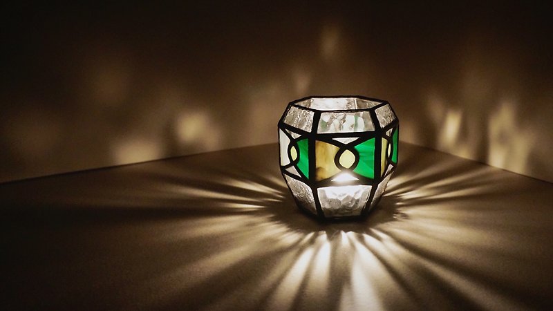 光盒-古典綠 燭台 容器 玻璃鑲嵌 - 香氛蠟燭/燭台 - 玻璃 綠色