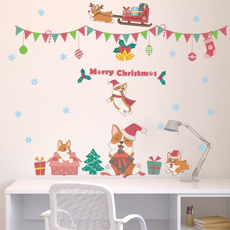 Corgi Dog Sticker Series-Christmas Sticker - Wall Décor - Other Materials Multicolor