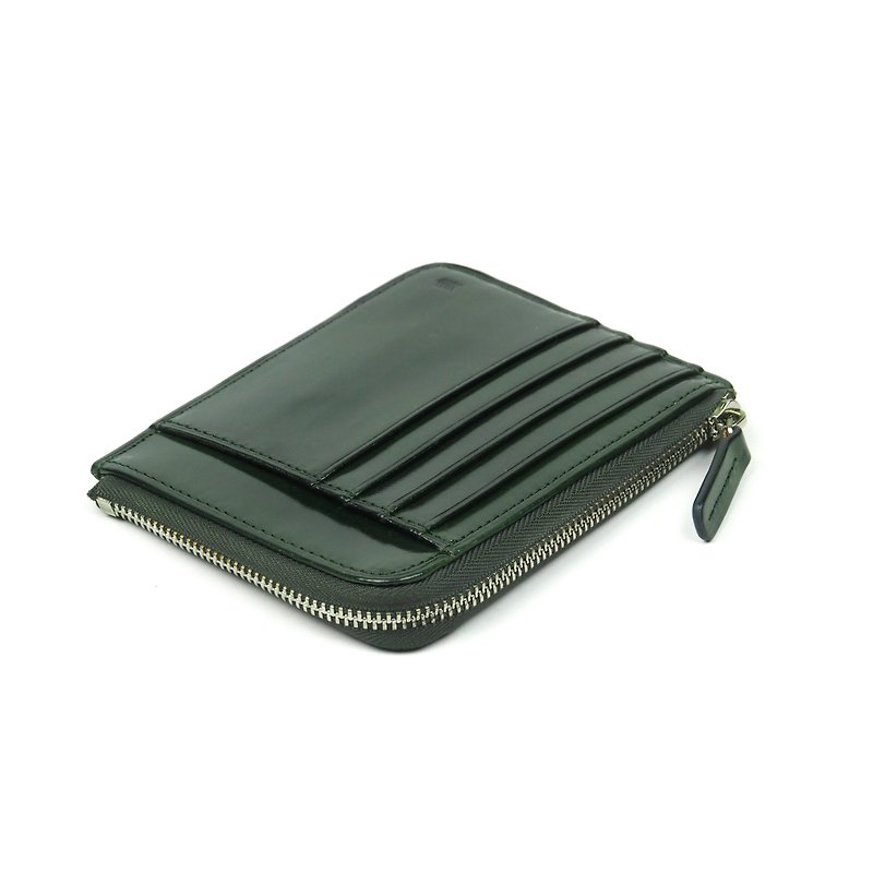 Card zip purse /Moss GREEN - Wallets - Genuine Leather Green