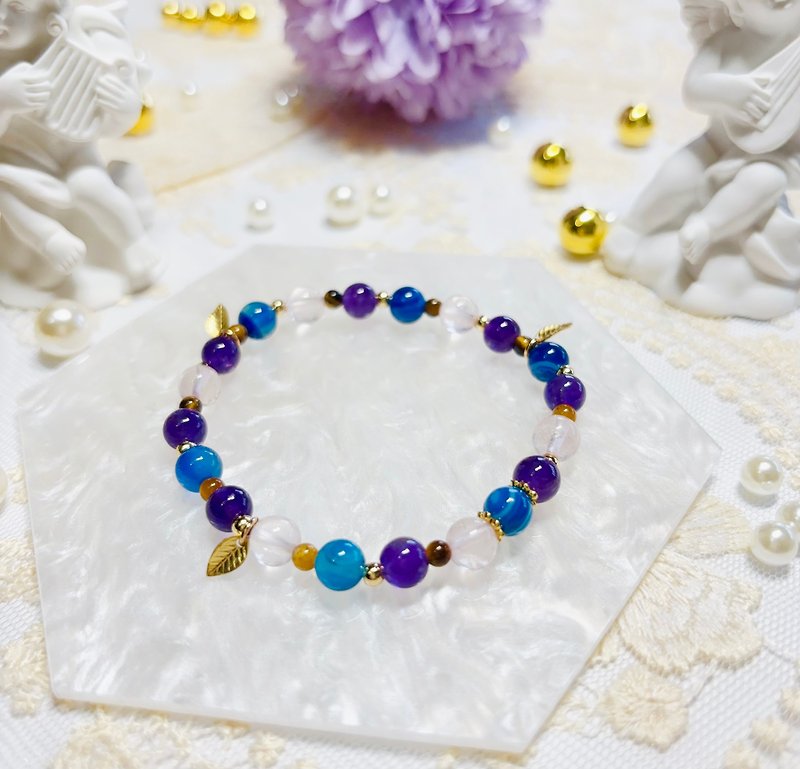Blue Marble Pink Crystal Bracelet - Bracelets - Crystal Purple
