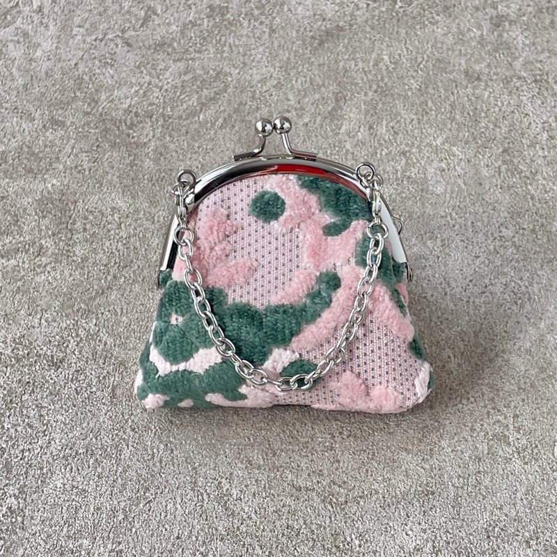がま口・バッグチャーム　金華山　ピンクフラワー - 零錢包/小錢包 - 其他材質 粉紅色